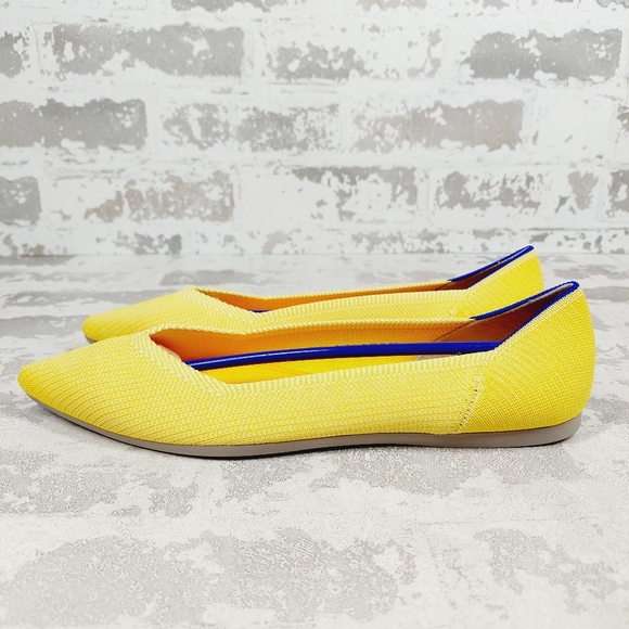 New Rothy's The Flat Yellow Knit Round Toe Slip On Loafers W55